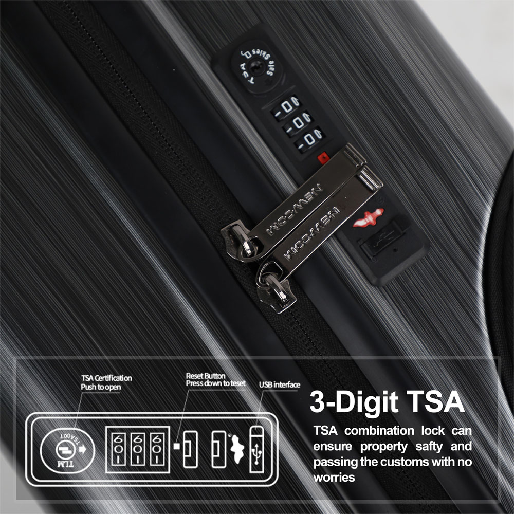 NEWCOM Hardside Carry On Luggage With TSA Lock, USB Charging, 20" inch Suitcase - Image 10