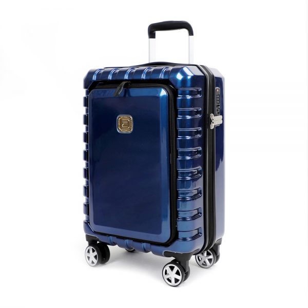 AIRLINE Hardside Carry On Luggage With TSA Lock Front Opening 20"-inch Blue Suitcase
