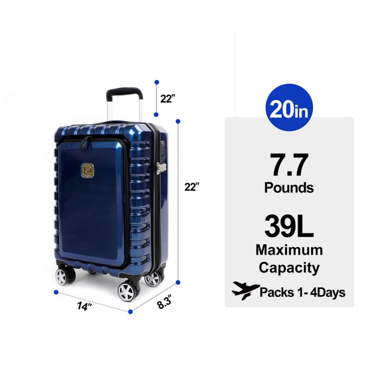 AIRLINE Hardside Carry On Luggage With TSA Lock Front Opening 20"inch