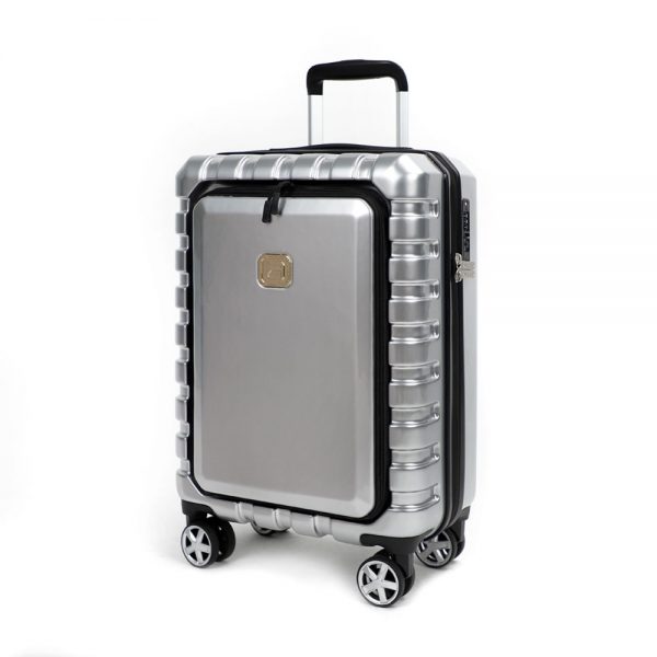 AIRLINE Hardside Carry On Luggage With TSA Lock Front Opening 20"-inch Silver Suitcase