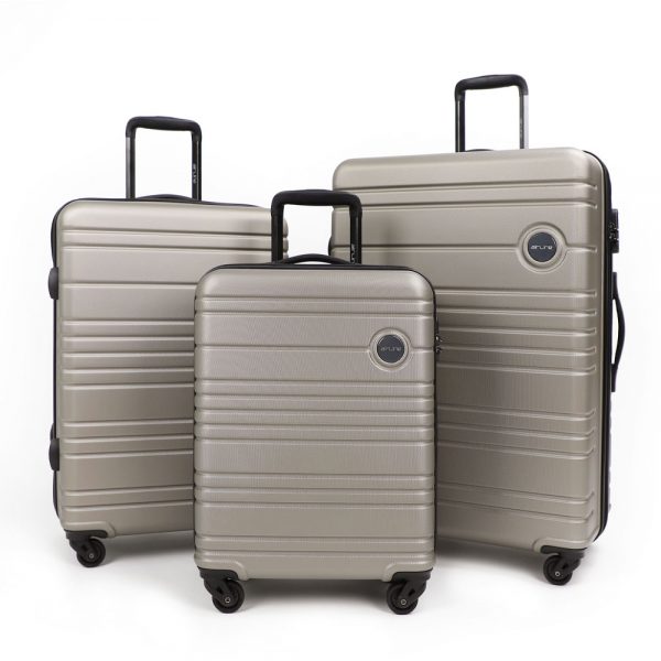 AIRLINE Hardside Luggage Sets Lightweight, 3-Piece Set (20"/24"/28") Inch ABS+PC Material Chocolate