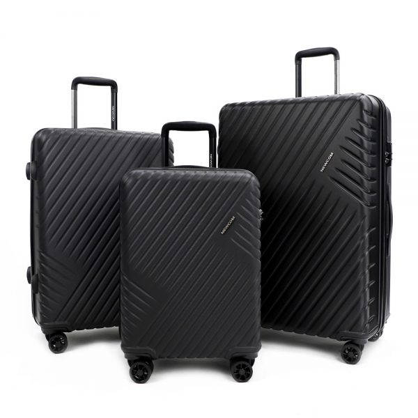 NEWCOM Hardside Luggage Sets with Spinner Wheel, 3-Piece Set (20"/24"/28") (Black)