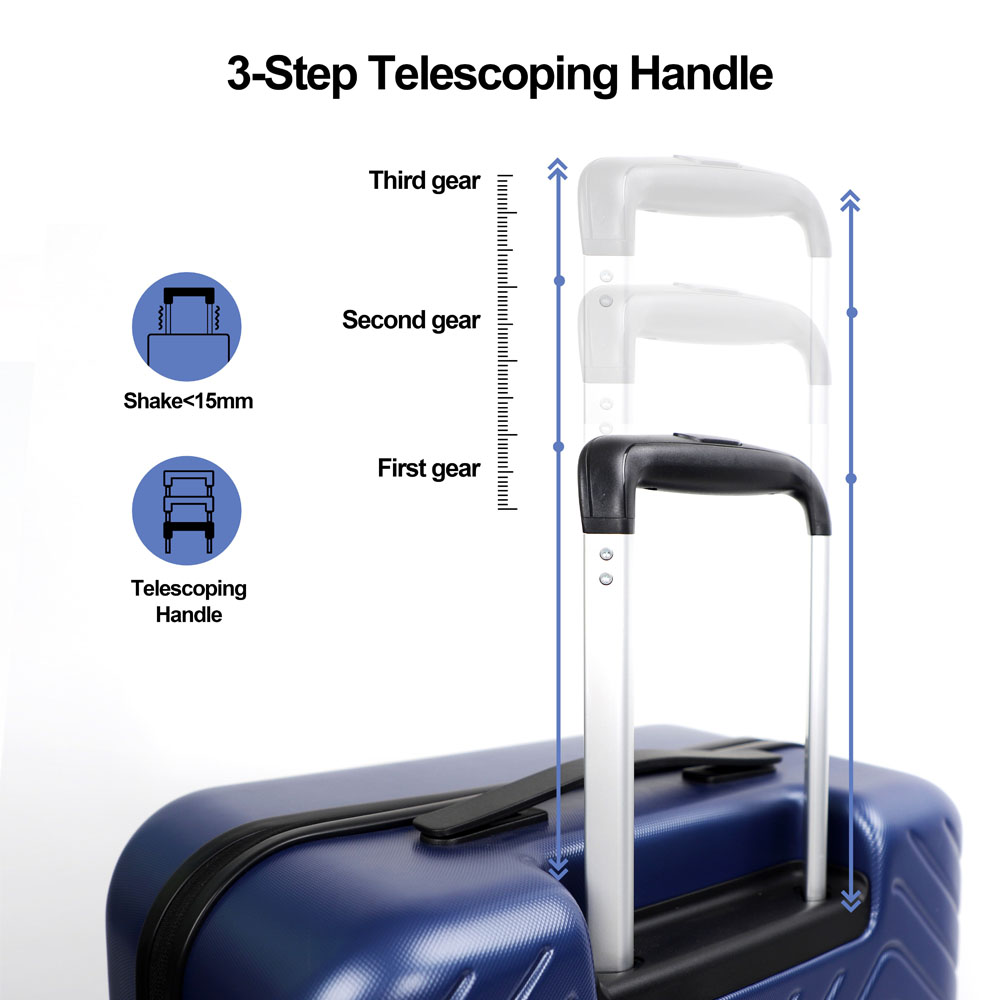NEWCOM Hardside Luggage Set Suitcase with TSA Lock 3-Piece Set 20"/24"/28" (Blue) - Image 9