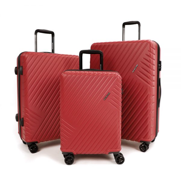 NEWCOM Hardside Luggage Sets with Spinner Wheel, 3-Piece Set (20"/24"/28") (Red)